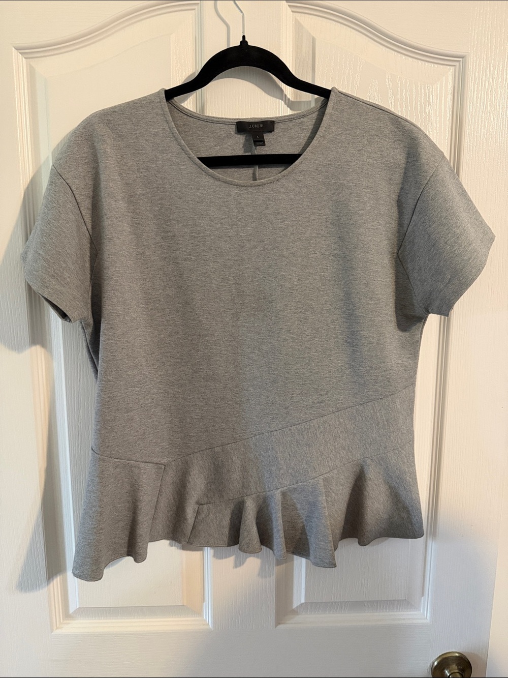 J. Crew Heather Gray Short-Sleeve Peplum Top